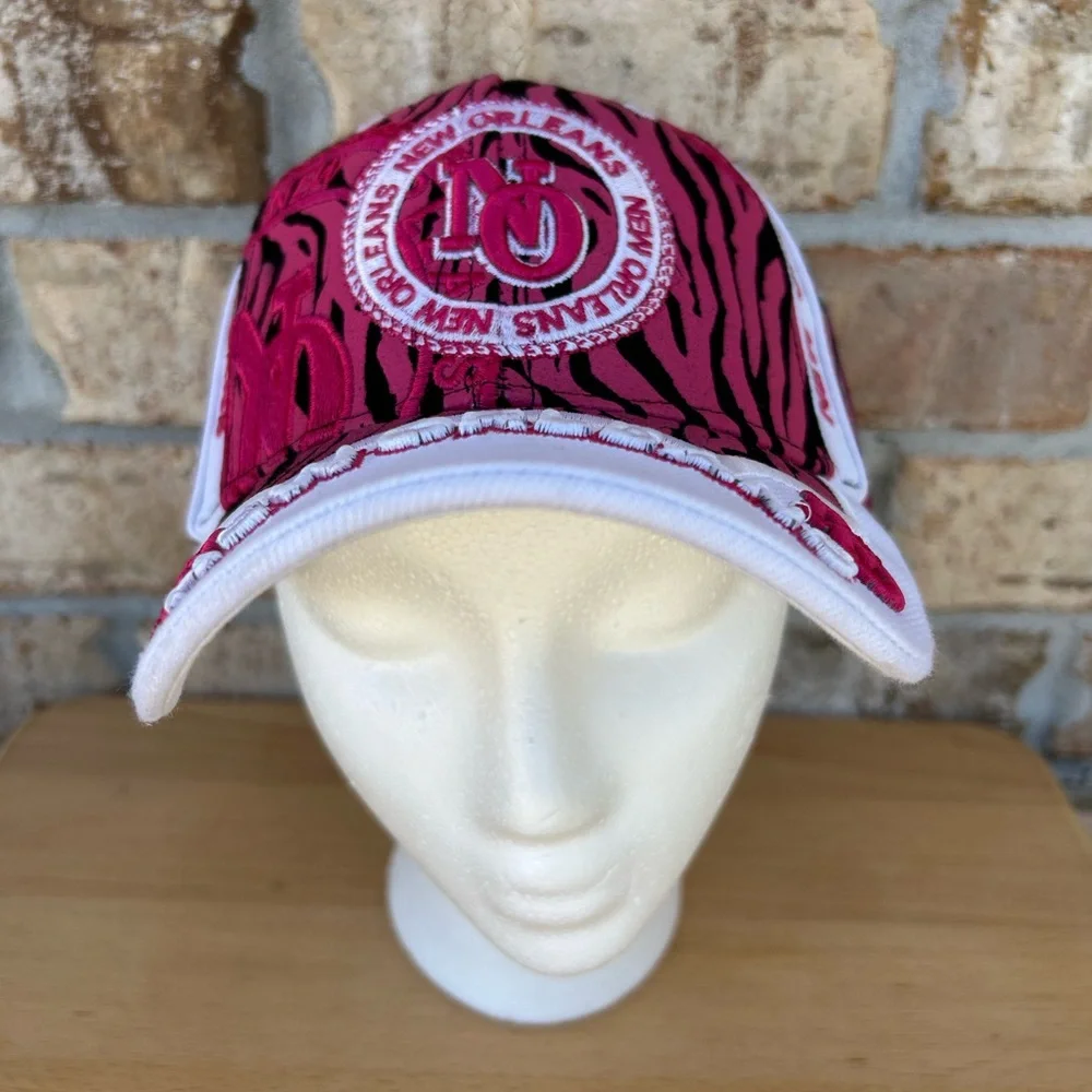 Urban Trendz New Orleans Embroidery Pink‎ Black White Zebra Print Baseball Cap
